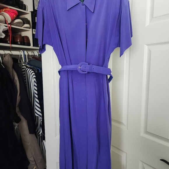 Vtg Maggie London Women’s 100% Silk Size 10 Lavender Dress - Picture 7 of 8